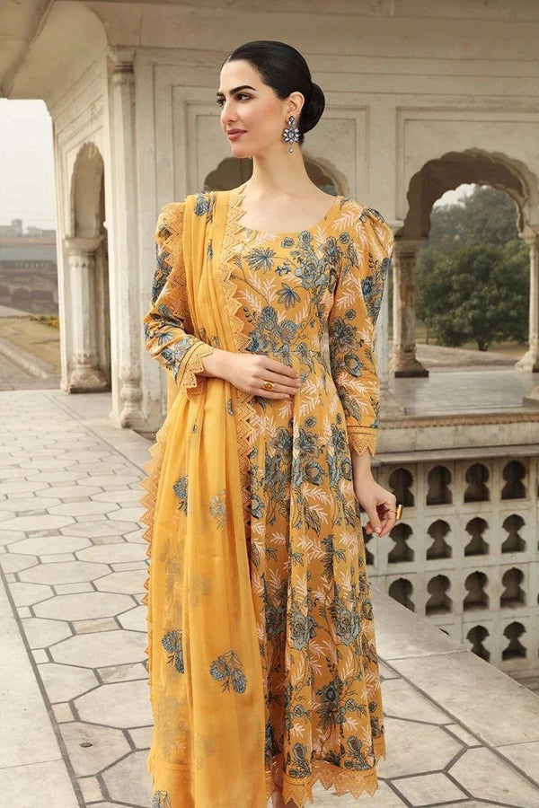 Bareeze Embroided Lawn dress with embroidered chiffon dupatta WC006