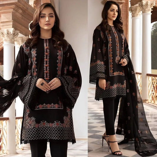 Embroidered Bareeze Lawn Dress With Chifon Embroidered Duppata 3PC WC020