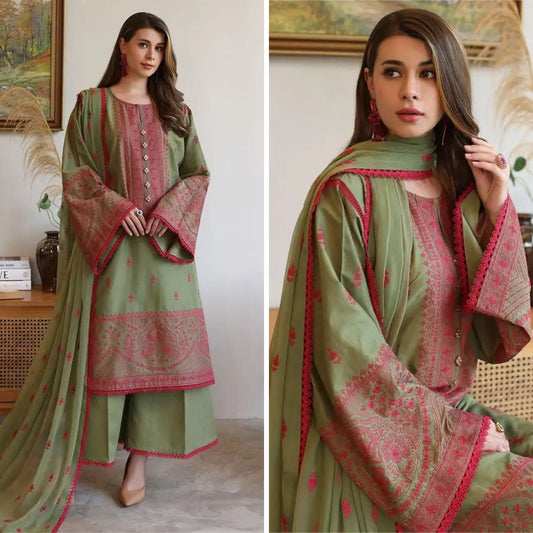 Bareeze Embroidered Lawn Suit 3 Piece WC1002
