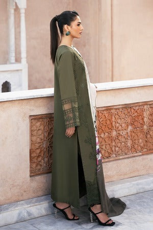 Qalamkar Chickenkari Embroidered Lawn Suit 3 Piece  WC1004