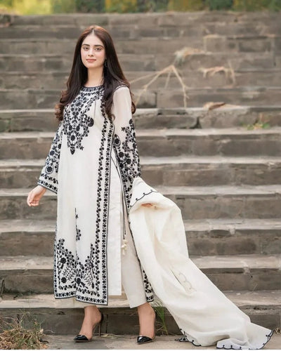 Nisa 3 Piece Lawn Embroidered Dress WC1026