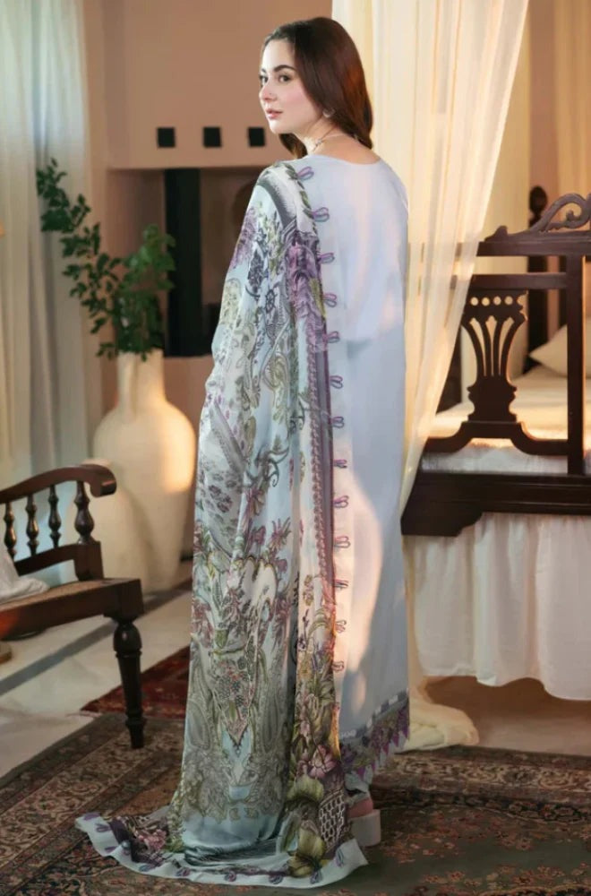 Qalamkar 3 Piece Lawn Chicken Kari Embroidered Suit  WC1040