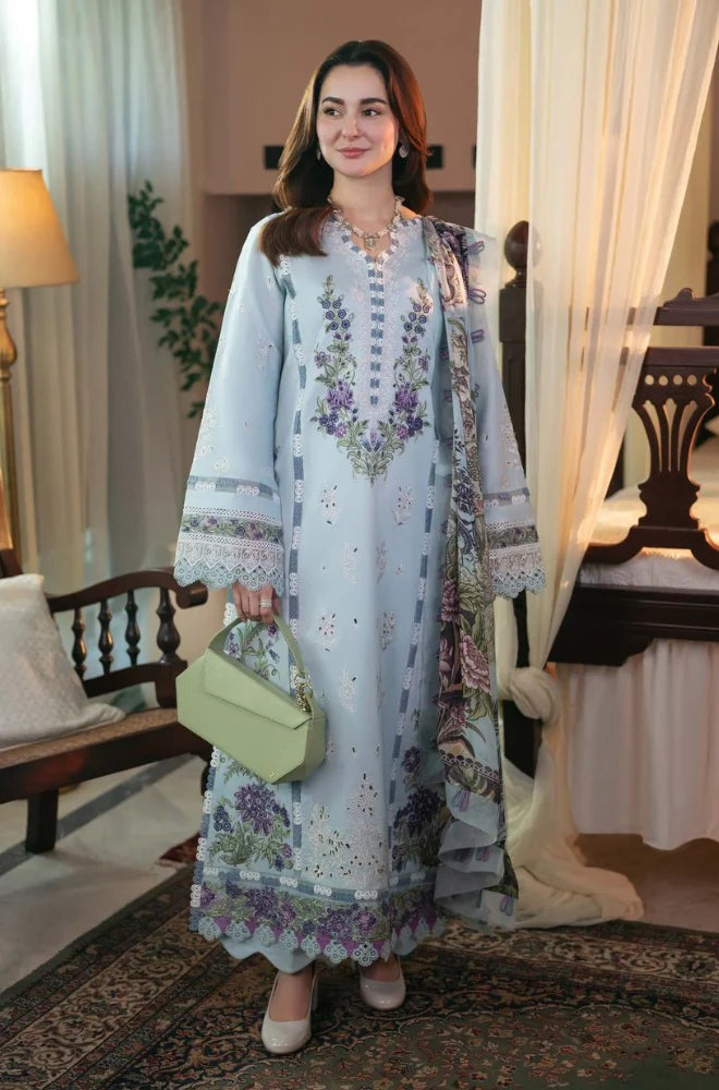 Qalamkar 3 Piece Lawn Chicken Kari Embroidered Suit  WC1040