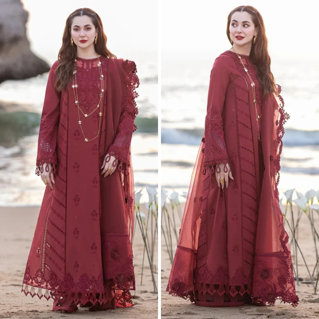 WC1049-Qalamkaar 3 Piece Unstitched Lawn Embroidered Chicken Kari