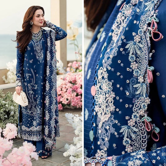 QalamKar Luxury Lawn Embroidered 3 Piece Dress WC1055