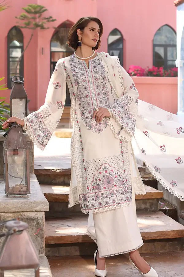 Unstitched Bareeze 3 Piece Lawn Embroidered Dress WC1067
