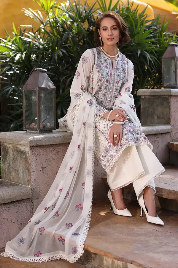 Unstitched Bareeze 3 Piece Lawn Embroidered Dress WC1067