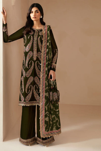 WC1106-Velvet Embroidered Dress With Organza embroidered Dupata