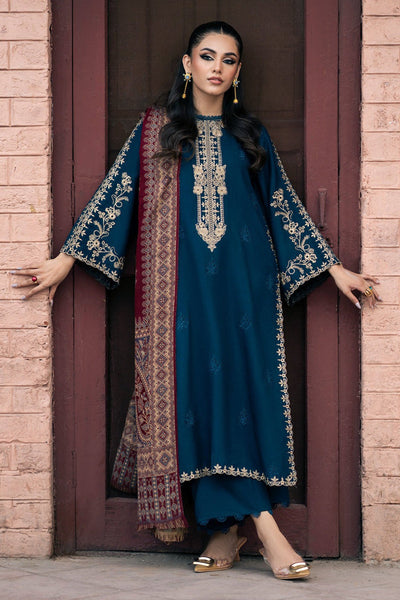 Jazmin Winter 3 Piece Dhanak Embroidered Suit with Printed Shawll WC1109