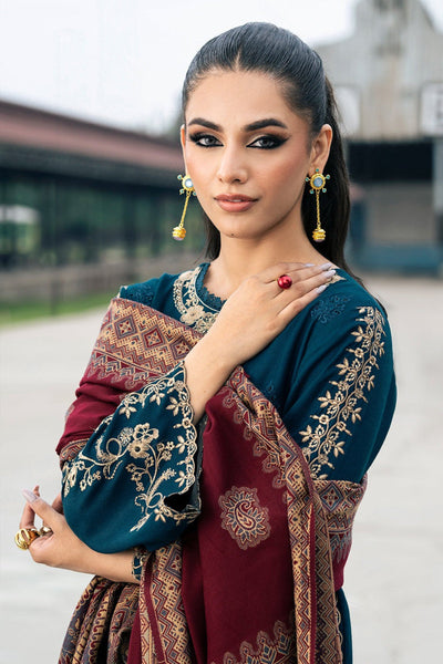 Jazmin Winter 3 Piece Dhanak Embroidered Suit with Printed Shawll WC1109