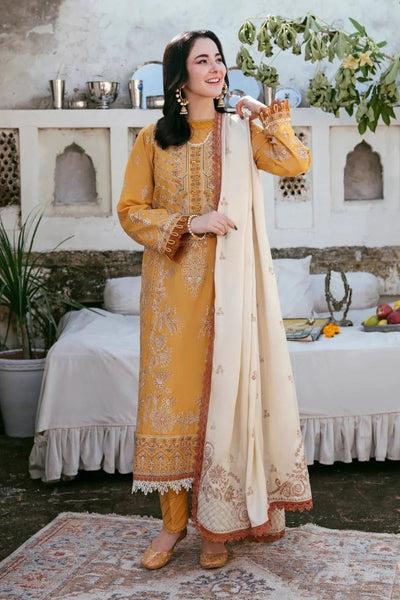 Sapphire 3 Piece Dhanak Embroidered Shirt With Dhanak Embroidered Shawll WC1124