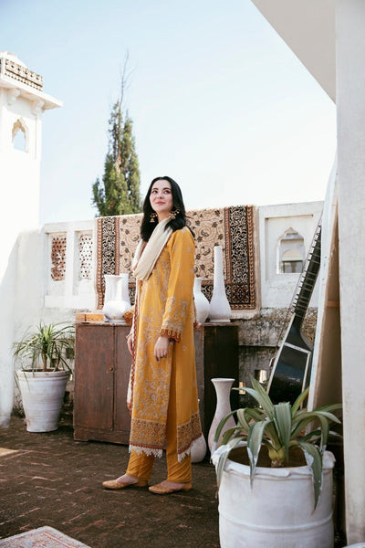 Sapphire 3 Piece Dhanak Embroidered Shirt With Dhanak Embroidered Shawll WC1124