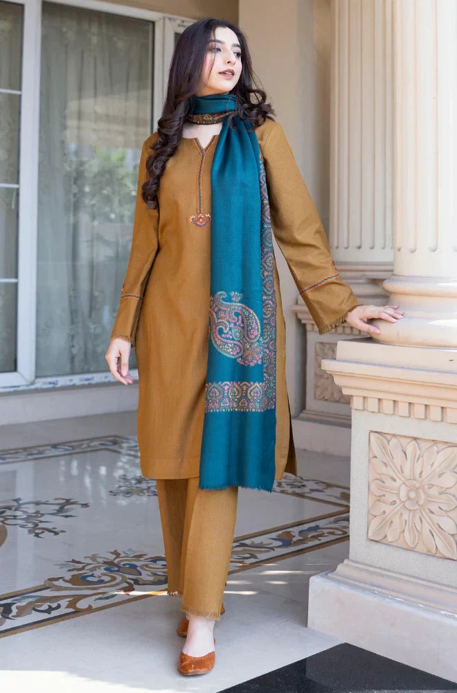 Asling Winter 3 Piece Dhanak Embroidered Suit WC1201