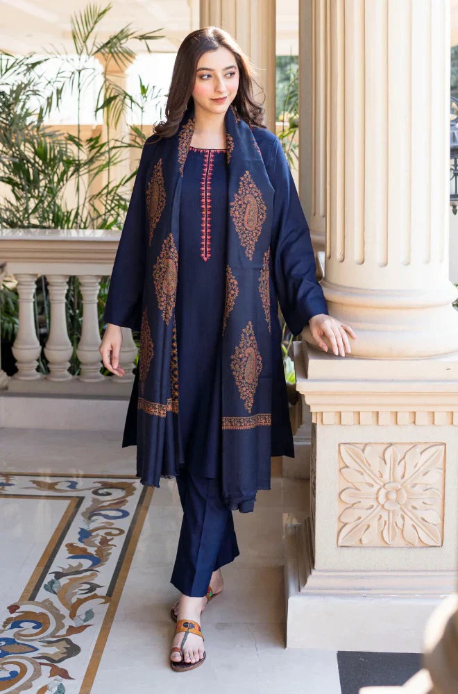 Asling Winter 3 Piece Dhanak Embroidered Suit WC1202