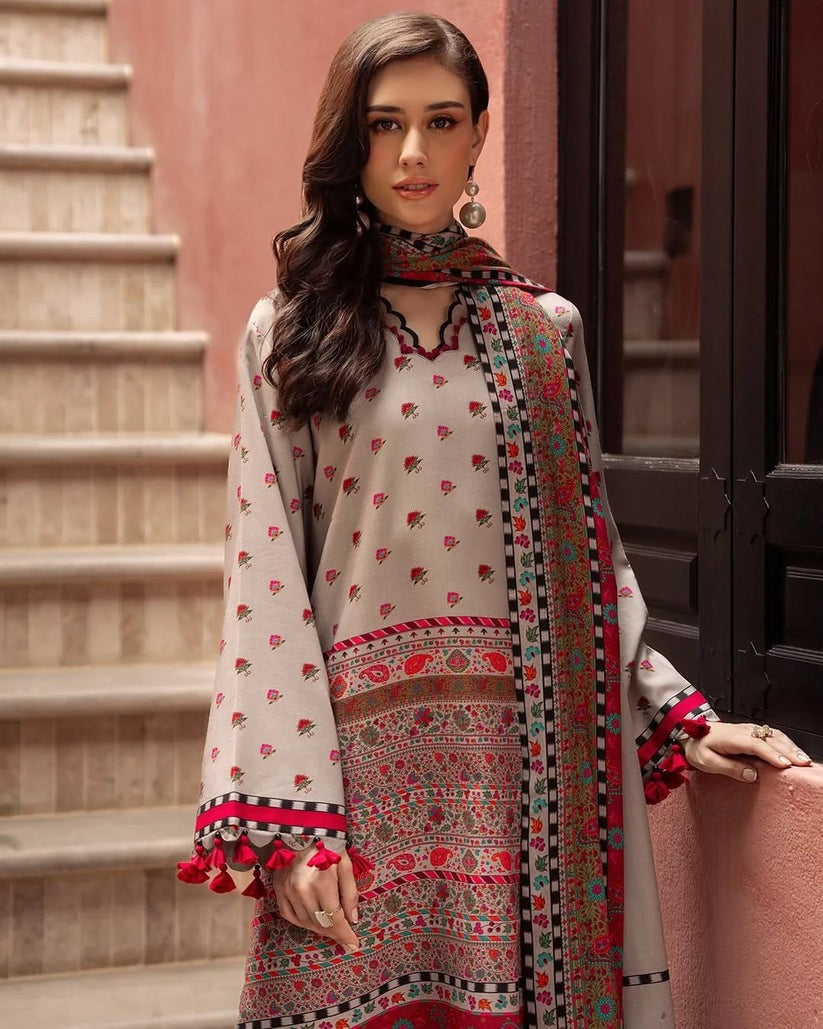 Charizma Winter 3 Piece Dhanak all over Printed dress WC1213
