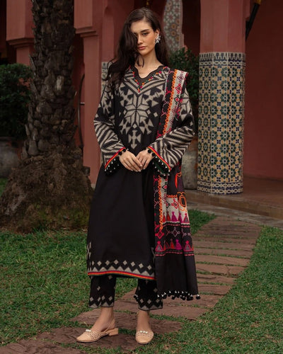 Charizma Winter 3 Piece Dhanak all over Printed dress WC1214