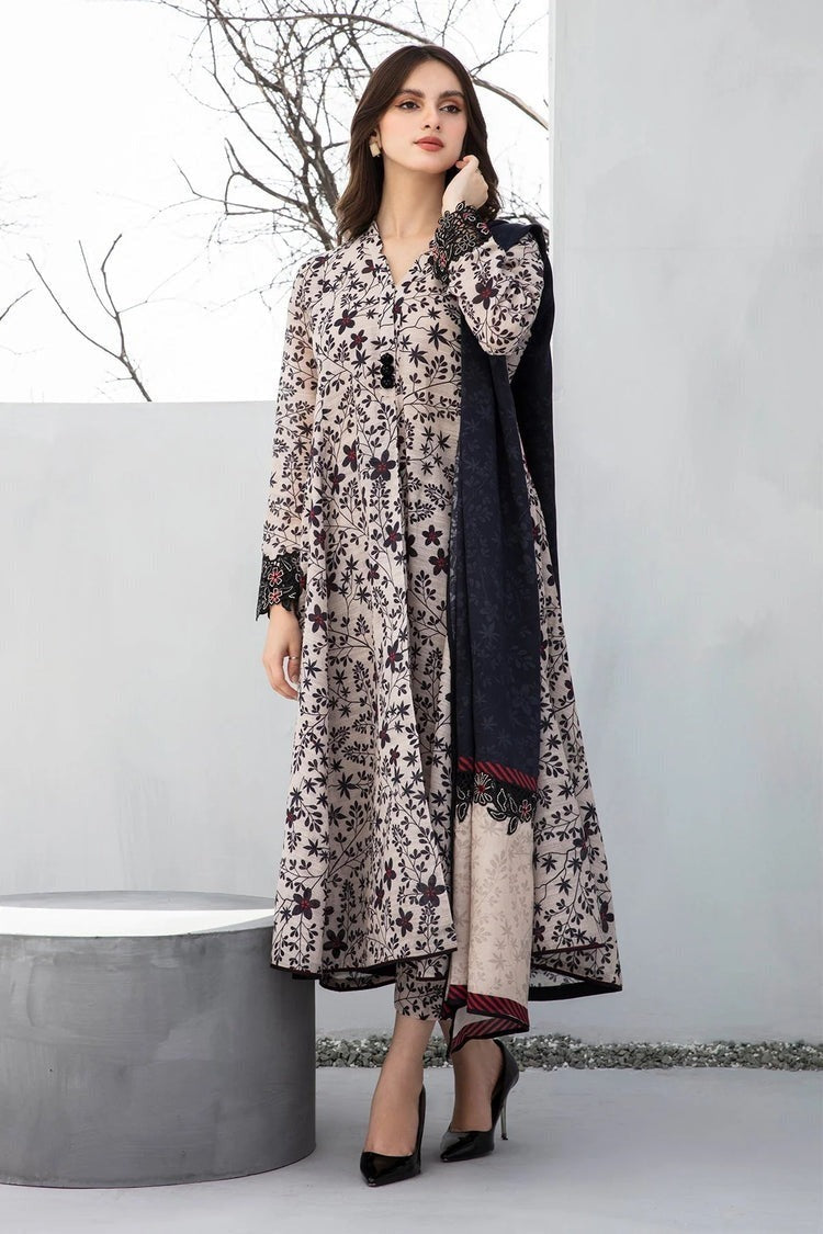 Baroque Winter 3 Piece Dhanak all over Printed dress WC1218