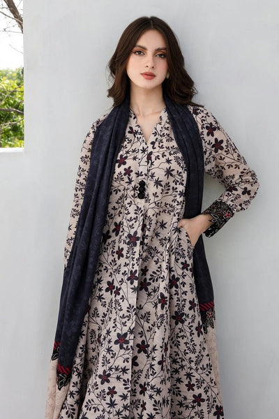 Baroque Winter 3 Piece Dhanak all over Printed dress WC1218