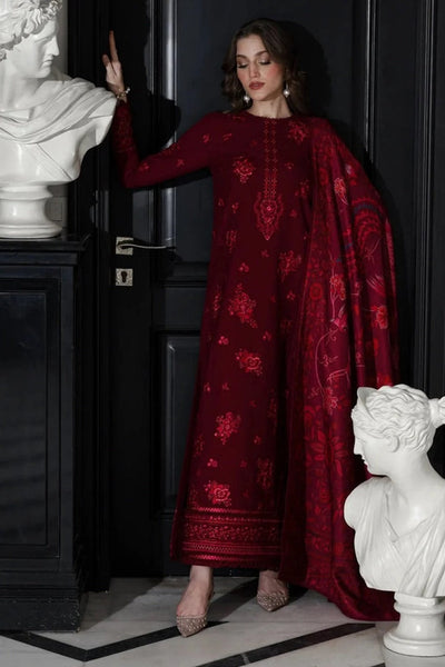 Unstitched Winter Batik 3 Piece Dhanak Embroidered Shirt With Courtai Printed Shawll & Trouser WC1238