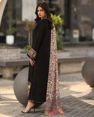 Asim Jofa 3piece Dhanak Embroidered shirt with Karandi Shawll WC1239