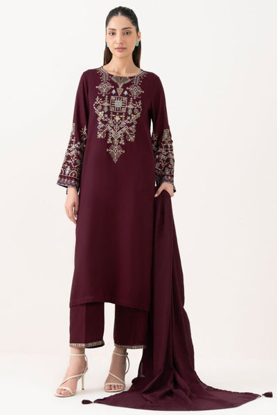 Sapphire Unstitched Winter 3 Piece Dhanak Embroidered Shirt with Shawll WC1241