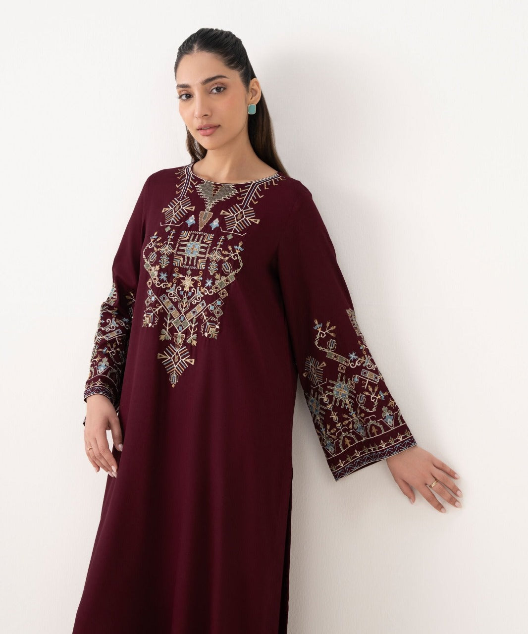 Sapphire Unstitched Winter 3 Piece Dhanak Embroidered Shirt with Shawll WC1241