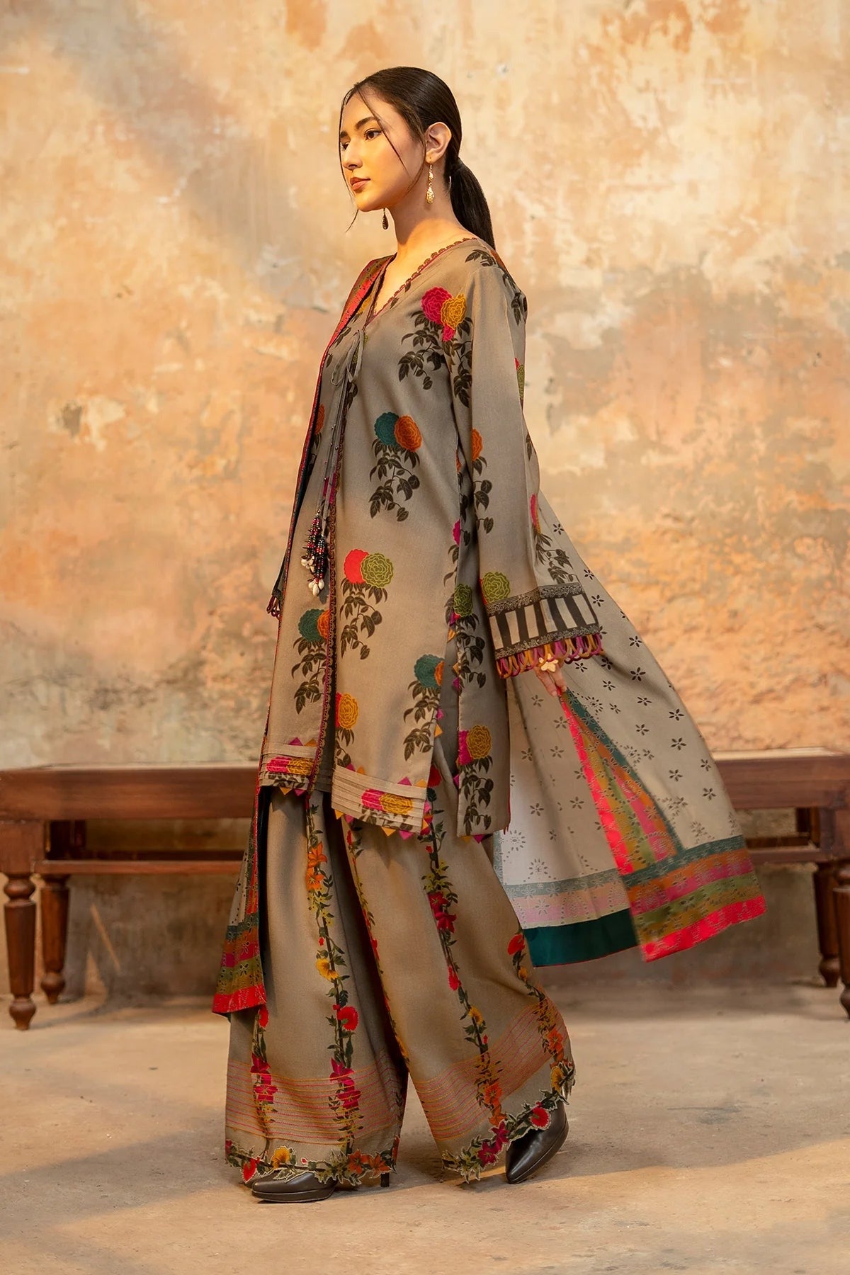 Printed Unstitched Charizma Winter 3 Piece Karandi Dress WC1249