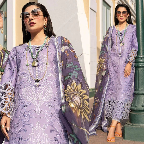 Unstitched Embroidered Lawn Suit With Digital Printed Silk Dupatta 3 Piece WC132