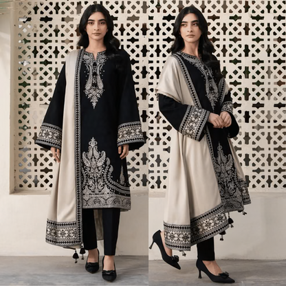 Jazmin 3 Piece Dhanak Embroidered Suit WC196