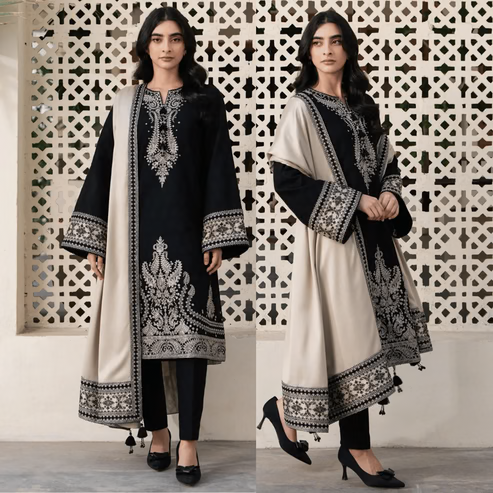 Jazmin 3 Piece Dhanak Embroidered Suit WC196