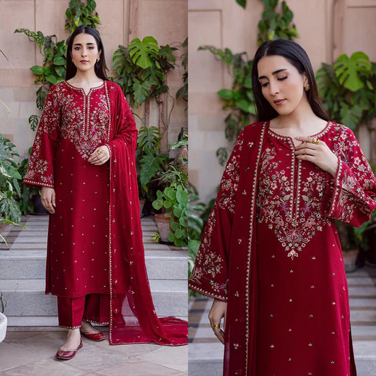 3 Piece Embroidered Lawn Suit WC183