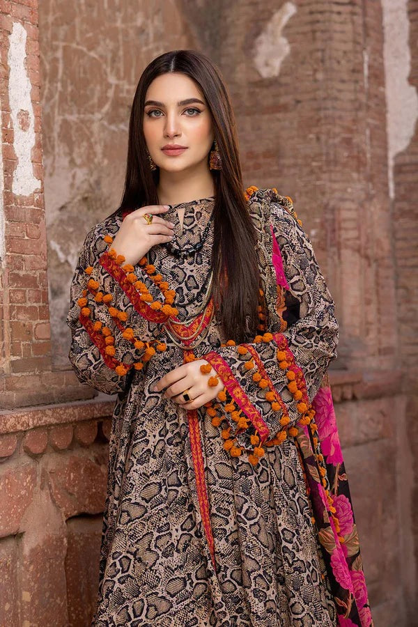 Printed Lawn Suit With Patches & Bamber Chiffon Printed Dupatta 3 Piece WC206