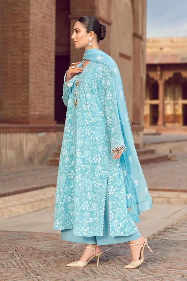 Bareeze Embroidered lawn dress with embroidered chiffon dupatta 3 Piece WC209