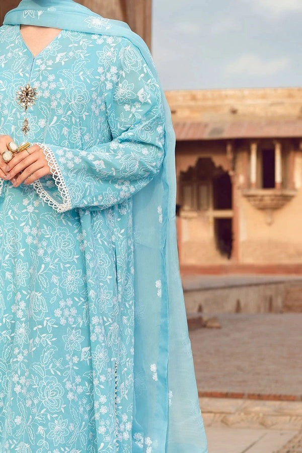 Bareeze Linen dress Embroidered Shirt and chiffon dupatta 3 Piece WC209