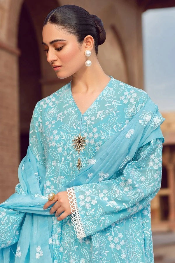 Bareeze Linen dress Embroidered Shirt and chiffon dupatta 3 Piece WC209