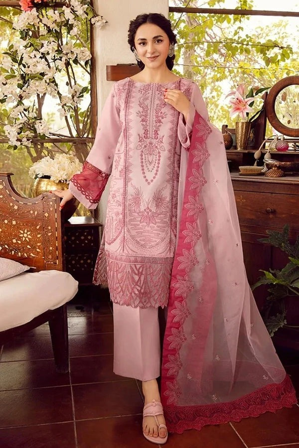 Embroidered Lawn Dress With Embroidered Organza Duppata 3PC WC215