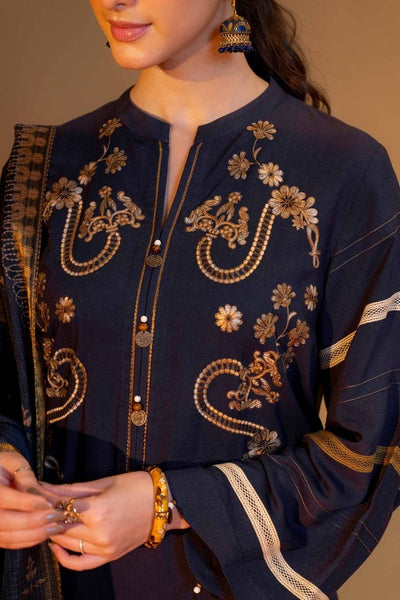 Unstitched Winter Embroidered Dhanak Dress with Printed Shawll 3 Piece WC824