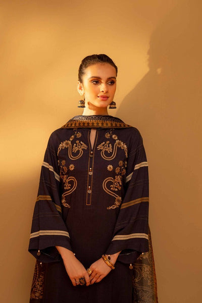 Unstitched Winter Embroidered Dhanak Dress with Printed Shawll 3 Piece WC824