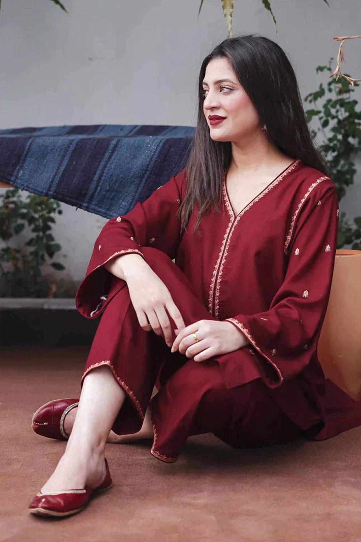 Aisling Winter 3 Piece Dhanak dress with Embroidered Shawll WC403