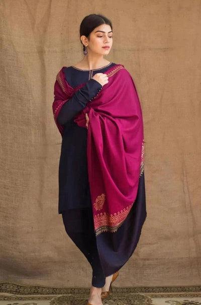 Unstitched Winter Dhanak Dress with printed Shawll 3PC