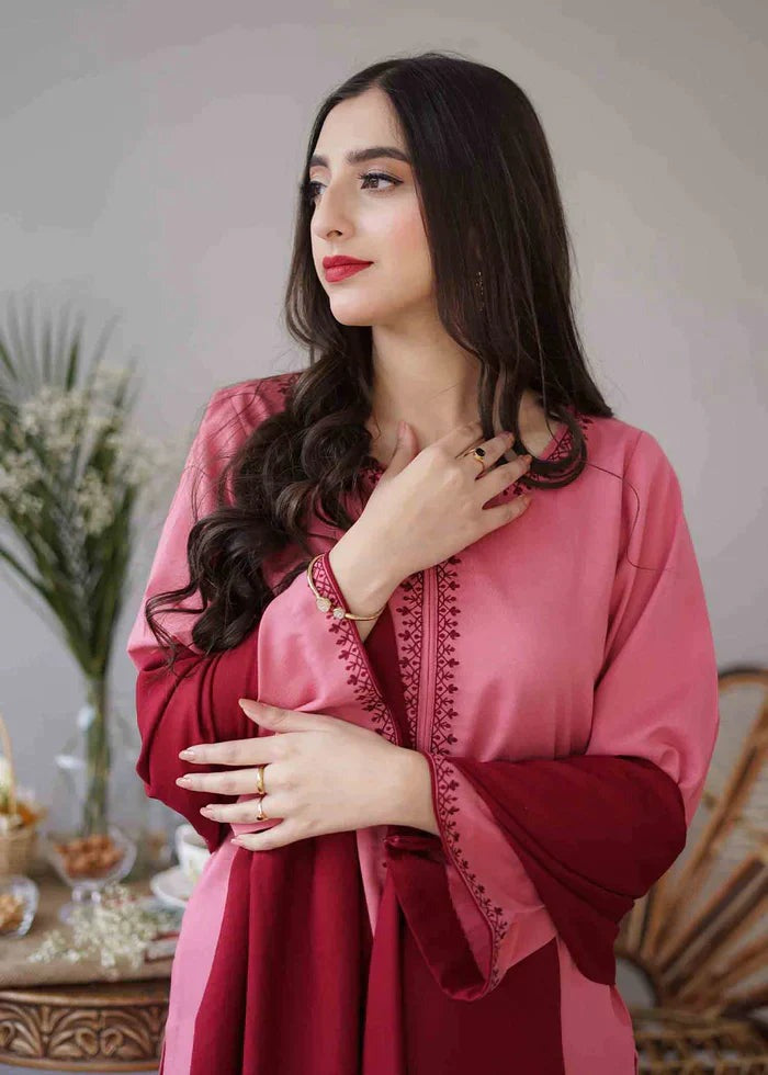 Winter 3 Piece Dhanak suit with Embroidered Shawll WC406