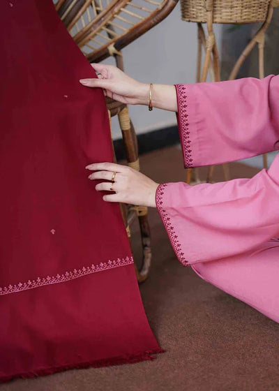Winter 3 Piece Dhanak suit with Embroidered Shawll WC406