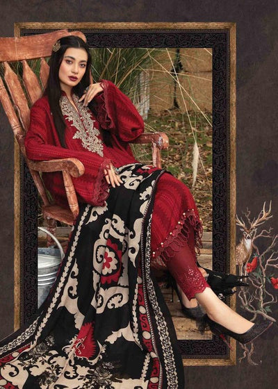 Unstitched Winter Dhannak Embroidered Suit with Printed Shawll 3PC