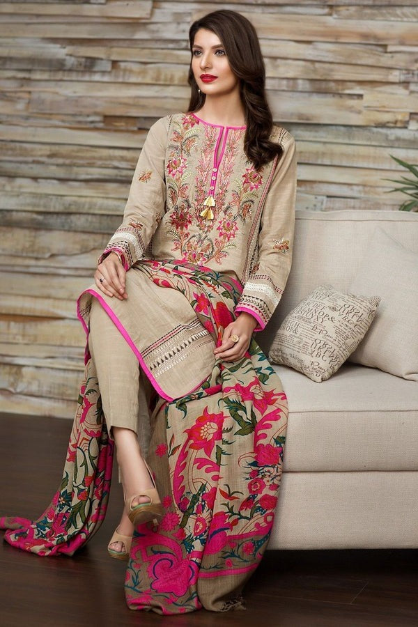 Khaddi Unstitched Winter Embroidered khaddar With Wool Shawll 3 Piece WC525