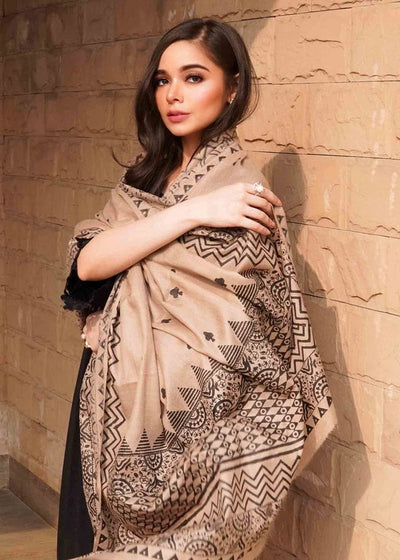 Unstitched Winter Embroidered Dhanak Dress with Printed Shawll 3PC