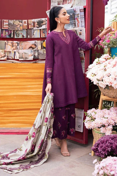 Winter 3 Piece Dhanak Embroidered suit with Printed Shawll WC581