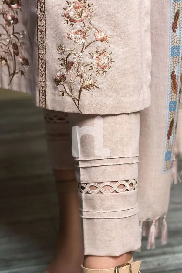 Winter Embroidered Dhanak Suit with Printed Shawll 3 Piece WC589