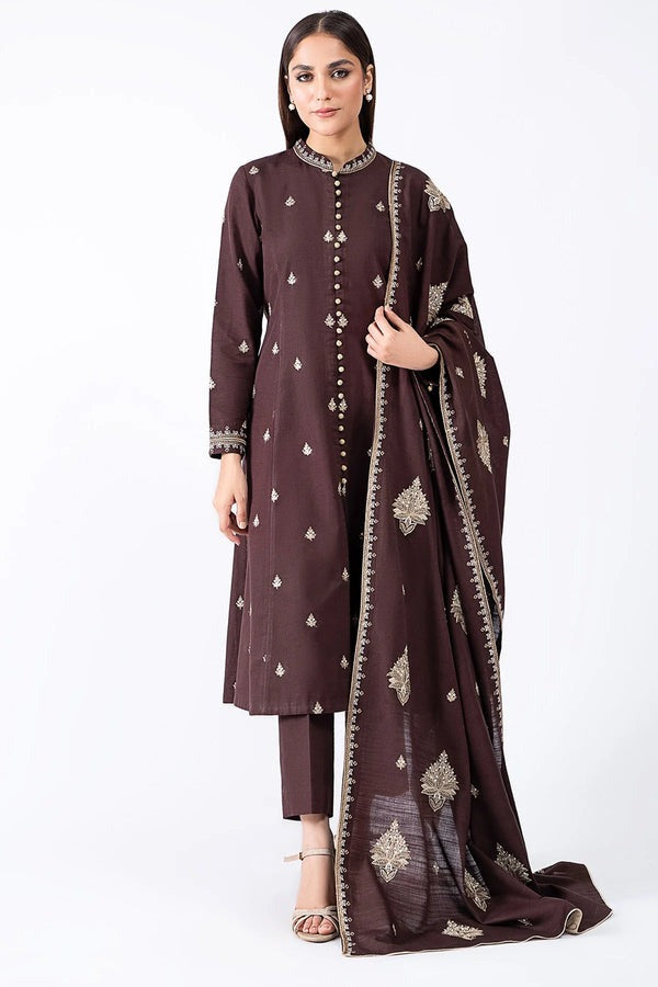 Unstitched Winter Embroidered Dhanak Dress with Heavy Embroidered Dhanak Shawll 3PC
