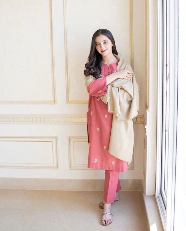 Unstitched Winter Dhanak Dress with Dhanak Shawll 3PC