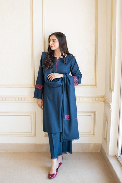 Winter 3 Piece Dhanak Dress with Embroidered Shawll WC615